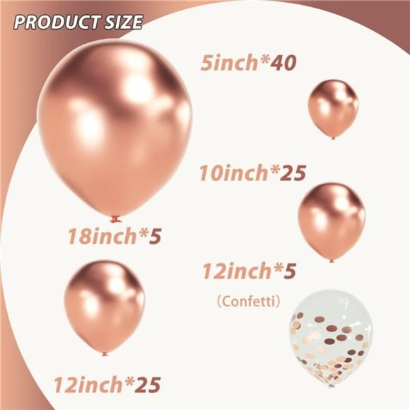 Metallic Rose Gold Balloon Garland Arch Kit 100 Pack 18/12/10/5Inch Late Balloon - Picture 2 of 7